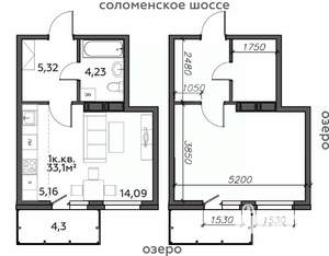 1-к квартира, строящийся дом, 33м2, 6/21 этаж