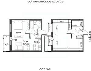 2-к квартира, строящийся дом, 43м2, 10/21 этаж