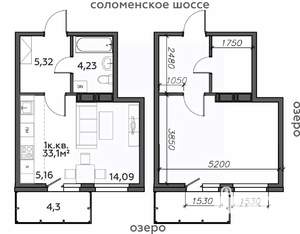 1-к квартира, строящийся дом, 33м2, 4/21 этаж