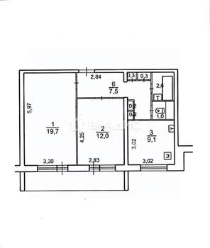 2-к квартира, вторичка, 53м2, 3/9 этаж
