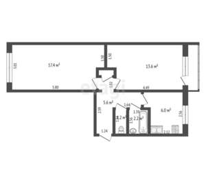 2-к квартира, вторичка, 48м2, 4/5 этаж