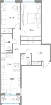3-к квартира, вторичка, 79м2, 4/7 этаж