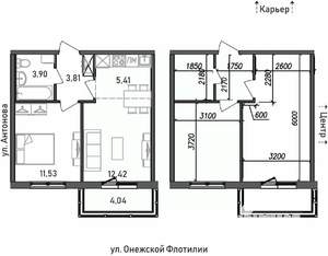 2-к квартира, строящийся дом, 41м2, 8/17 этаж