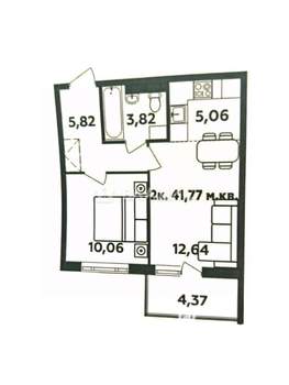 2-к квартира, вторичка, 42м2, 10/16 этаж