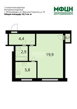1-к квартира, вторичка, 34м2, 5/5 этаж