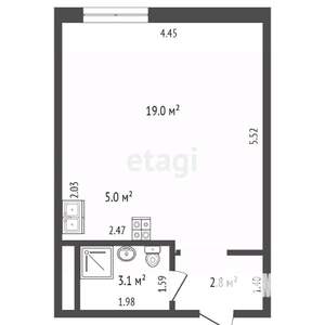 Студия квартира, вторичка, 30м2, 2/3 этаж