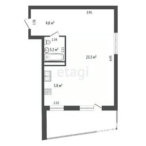 Студия квартира, вторичка, 41м2, 3/10 этаж