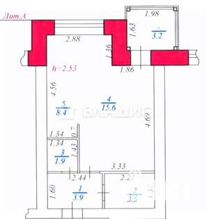 1-к квартира, вторичка, 33м2, 1/9 этаж