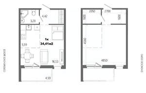 1-к квартира, строящийся дом, 34м2, 9/14 этаж
