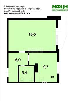1-к квартира, вторичка, 39м2, 1/5 этаж