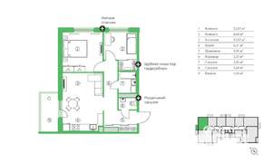 3-к квартира, строящийся дом, 60м2, 3/12 этаж