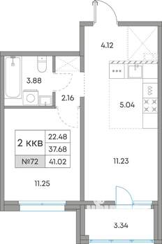 2-к квартира, вторичка, 41м2, 3/7 этаж