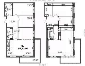3-к квартира, строящийся дом, 94м2, 8/9 этаж
