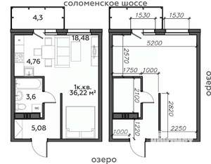 1-к квартира, строящийся дом, 36м2, 18/21 этаж